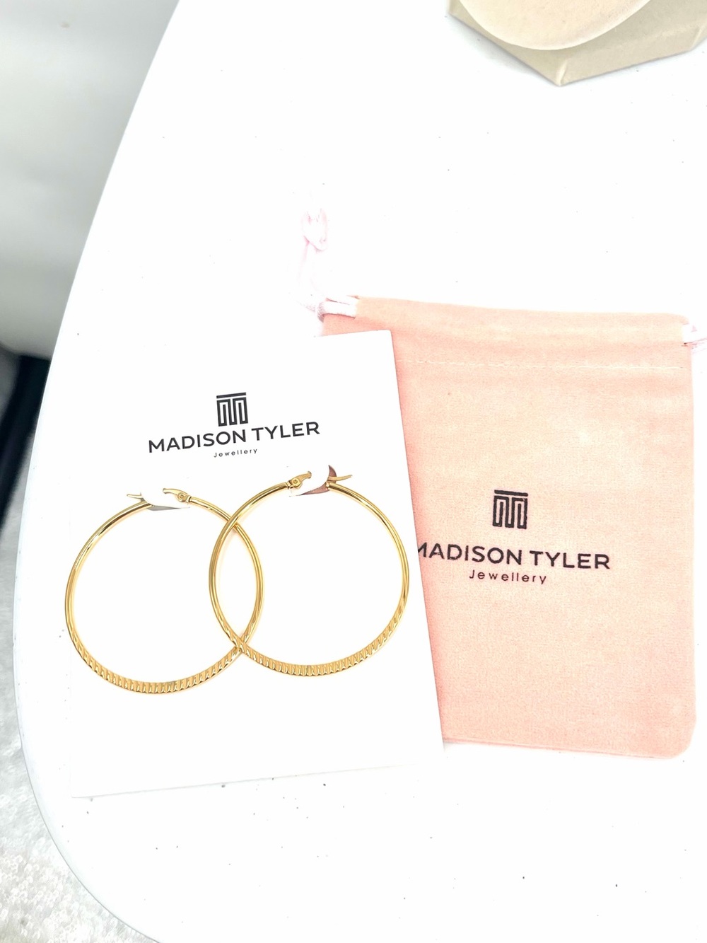 Madison Tyler NWT gold toned large hoop earrings